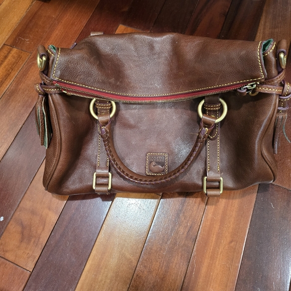 Large Dooney & Bourke Florentine Datchel with Shoulder Strap in Chestnut - Picture 1 of 4